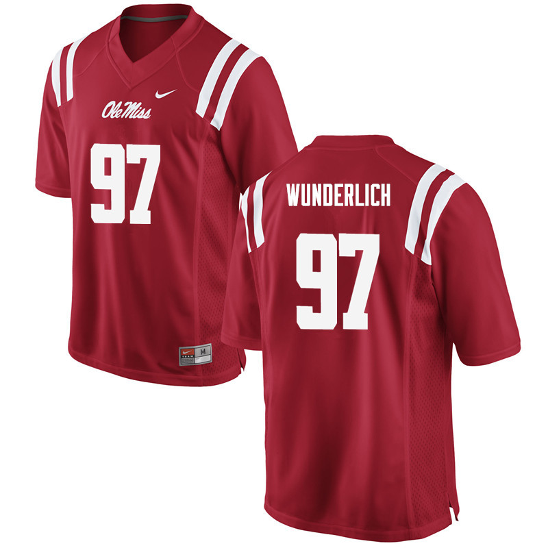 Men Ole Miss Rebels #97 Gary Wunderlich College Football Jerseys-Red - Click Image to Close